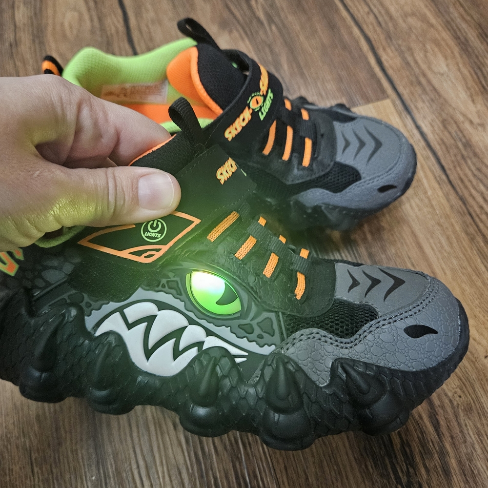 Skechers Kids Light-Up Sneakers - Black, Gray, and Orange
